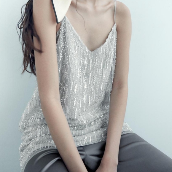 Zara Short Sequin Dress Silver - Picture 13 of 14